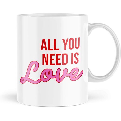 Eryi-Mug Humoristique ¿ All You Need Is Love ¿ Positive Vibes Pma Happy Smiles Saying Beatles Song ¿ Mbh114