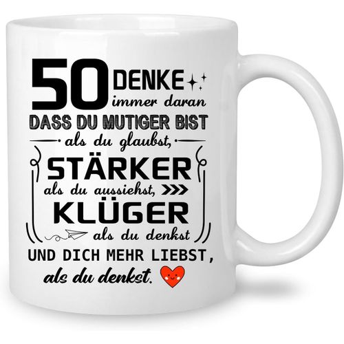 Eryi-Tasse Personnalisée 50e Anniversaire Cadeaux Pour Femmes Hommes Cadeaux D'anniversaire Pour Elle Lui Tasse À Café Pour 50 Ans Femmes Hommes Arc-En-Ciel Cadeaux Céramique 350 Ml (50)