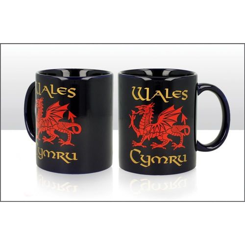 Eryi-Mug Dragon Du Pays De Galles Cymru Avec Glaçure Bleu Marine/Violet Cadeau Souvenir Tasse À Thé Café Gallois