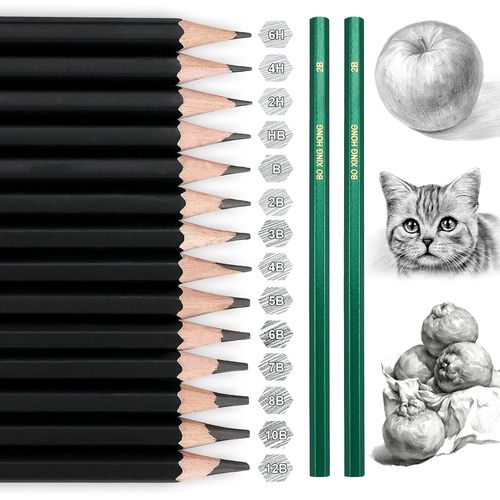 Eryi-14pcs Crayons Dessin Professionnel Set,Crayons À Dessiner En Graphite,Criture Douce Croquis Crayon Dessin,14 Modèles, Adaptée Aux Enfants, Adultes Et Artistes Débutants