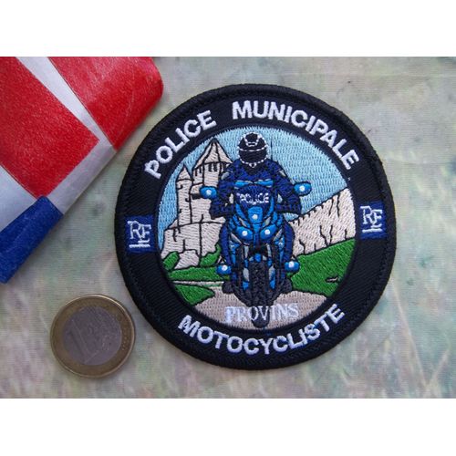Écusson Obsolète Police Municipale Motocycliste Provins Seine-Et-Marne
