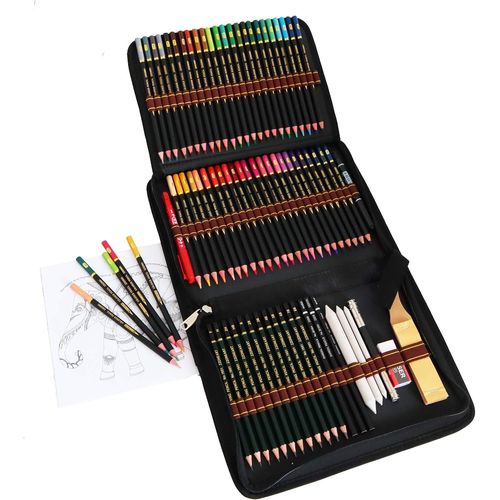 Eryi-Crayon De Couleurs Professionnel De Dessin Art Set - Materiel Dessin Inclus Crayons Couleur,Crayons Fusain Et Accessoire Dessin,Idéal Cadeaux Pour Adulte Enfant