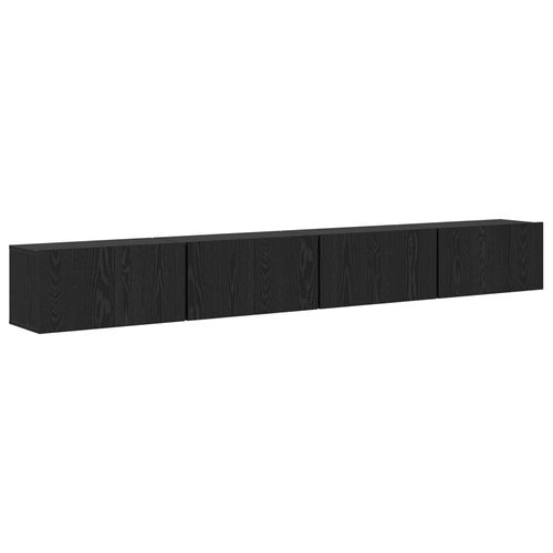 Vidaxl Set De Meuble Tv En 4 Pièces - À Fixer Au Mur, En Bois D'ingénierie Chêne Noir.