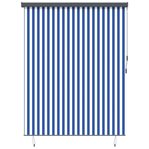 Vidaxl Store Enrouleur Extérieur - 200x250 Cm En Bleu Et Blanc, Idéal Pour Éloigner Le Soleil.