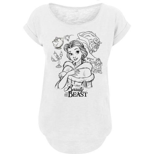 F4nt4stic T-Shirt 'disney Beauty And The Beast Collage Sketch'  Noir / Blanc Chiné