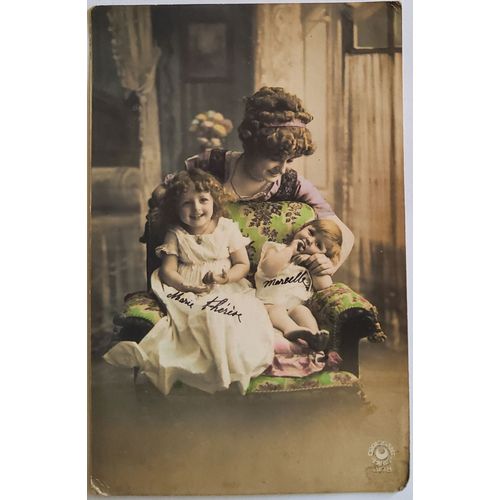 Carte Postale Ancienne, France, Voeux, Photo De Famille, La Mère Et Ses 2 Filles