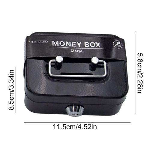 Coffre-fort en métal,Mini coffre-fort Portable,petite coffre-fort robuste,Portable pour enfants,Collection de pièces de monnaie - Type Black