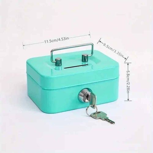 Boîte De Sécurité En Métal,Mini Coffre-Fort,Banque D'argent,Boîte De Sécurité Robuste,Portable Pour Enfants,Collection De Pièces De Monnaie - Type Green #B