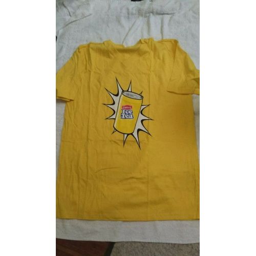 Rare T.Shirt Jaune Publicitaire Manches Courtes : Lipton Ice Tea Neuf