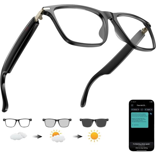 Blazeflux-Lunettes Intelligentes Traduction Ia Chatgpt Bluetooth 140 Langues, Verres Colorants, Ecouteur Integre Voyage Affaires