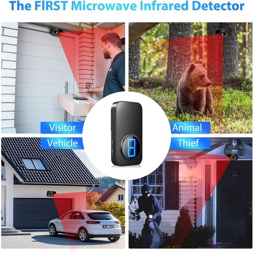 BLAZEFLUX-Alarme sans fil pour allee, detecteur de mouvement 600ft, resistant aux intemperies pour interieur/exterieur