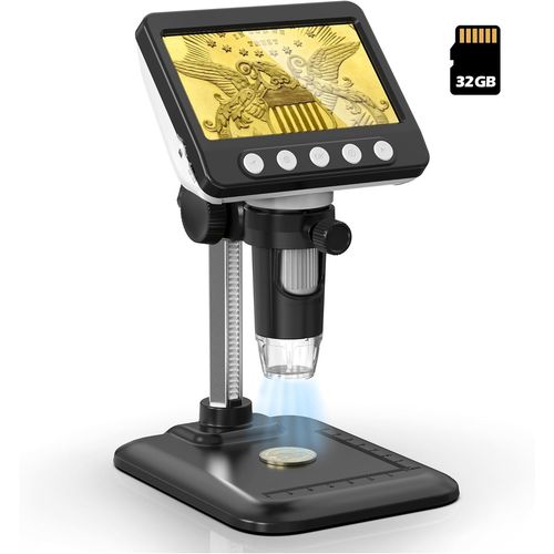 BLAZEFLUX-Microscope numerique 4.3"" LCD USB 1000X 1080P pieces 8 LED reglables, vue PC, compatible Windows adultes et enfants