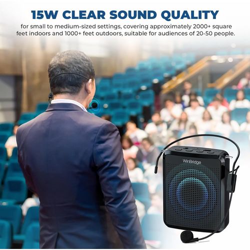 BLAZEFLUX-Ampli voix WinBridge WB008 2025 - micro portable pour profs, guides - casque micro - son clair sans larsen