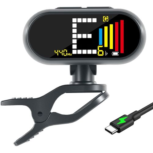 Blazeflux-Ex Professional Tuner Guitare Rechargeable Clip-On Ecran Lcd Guitare Acoustique, Basse, Ukulele, Violon Et Chromatique