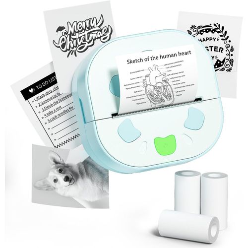 BLAZEFLUX-Imprimante Autocollants PrintPods Mini, Bluetooth Portable 3 Rouleaux, Thermique Sans Encre iPhone, Notes, Journal, DIY,