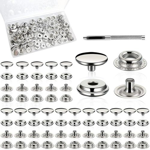 BLAZEFLUX-200pcs (50 sets) boutons pression acier inoxydable 15mm robuste kit marine anti-rouille outil bateau cuir vetements