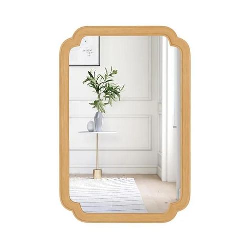 Miroir Mural Rectangulaire 90 x 60 cm COSTWAY, Arche Coins Arrondis, pour Salle de Bain Entrée Chambre, Montage Vertical Horizontal