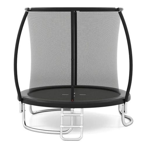 Costway Trampoline Enfants 244cm Avec Filet De Sécurité, Échelle Et Cadre En Acier Galvanisé Antirouille, 400 Kg Noir