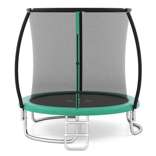 Costway Trampoline Enfants 244cm Avec Filet De Sécurité, Échelle Et Cadre En Acier Galvanisé Antirouille, 400 Kg Vert