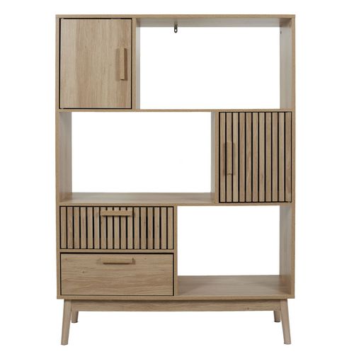 Bibliothèque 2 Portes Et 2 Tiroirs Saulk En Bois - Marron
