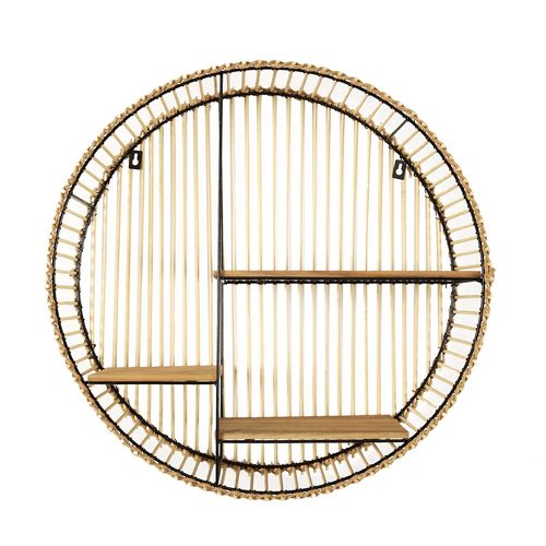 Etagère Ronde 3 Niveaux En Bambou Et Métal Diam. 53 Cm - Marron Et Noir