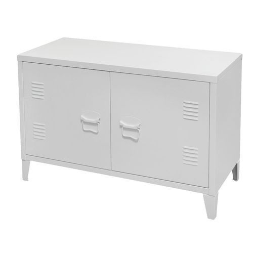 Meuble Tv 2 Portes Industriel White En Métal - Blanc