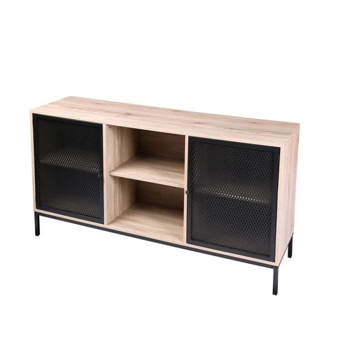 Buffet 2 Portes Soho En Bois Et Métal - Beige Et Noir