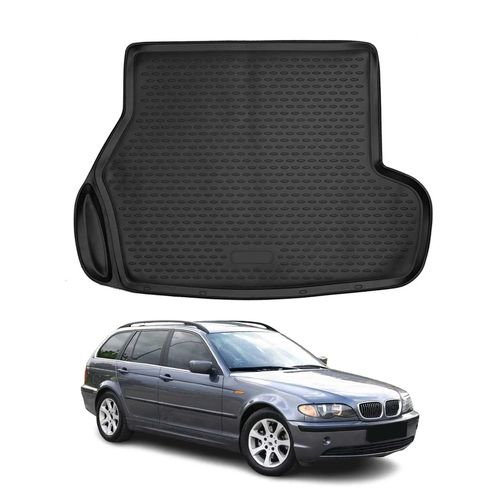 Omac Tapis De Coffre Pour Bmw Série 3 E46 Break 1999-2007 Caoutchouc Tpe Noir