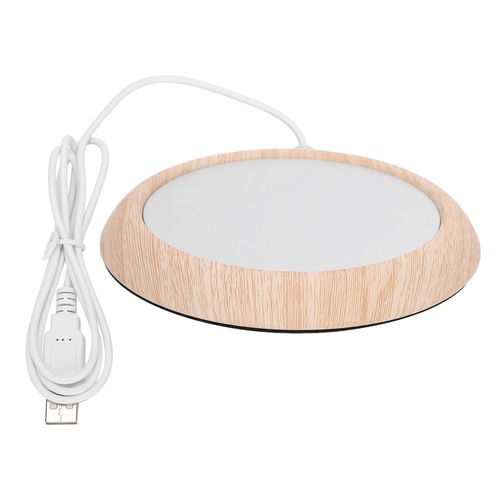 HJLIAN Tapis chauffant electrique alimente par USB pour tasse a cafe, chauffe-tasse, pour la maison ou le bureau, motif bois clair