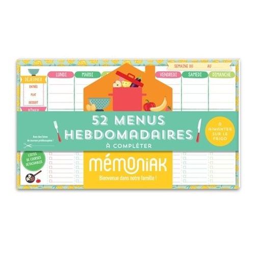 52 Menus Hebdomadaires  Complter Et  Aimanter Sur Le Frigo    Format Beau livre 