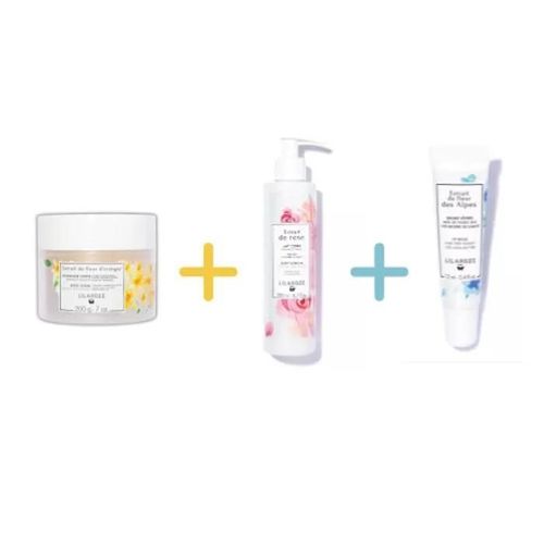 Lilaroze Paris Pack Gommage Corps Extrait De Fleur D'oranger Bio + Lait Corps Extrait De Rose Hydrate Et Apaise Beurre De Karité + B 