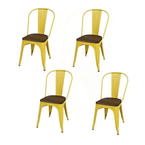 Lot De 4 Chaises Vintage Liv H84 Cm - Jaune
