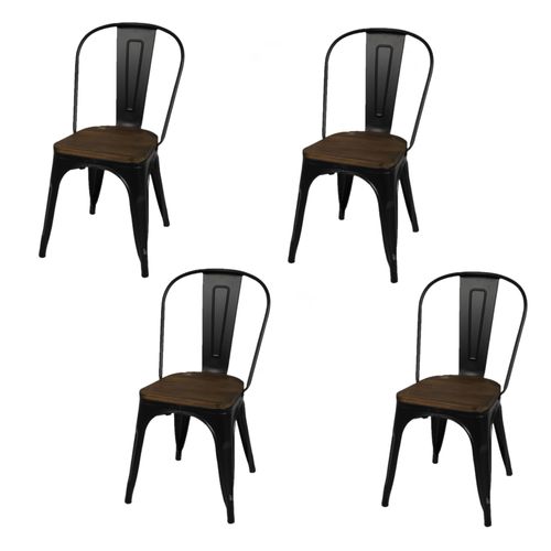 Lot De 4 Chaises Vintage Liv H84 Cm - Noir