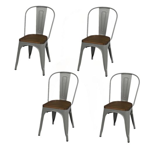 Lot De 4 Chaises Vintage Liv H84 Cm - Gris Mat