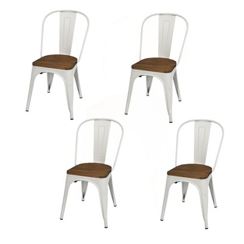 Lot De 4 Chaises Vintage Liv H84 Cm - Blanc