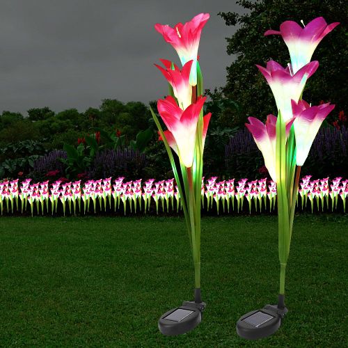 Hjlian Lampe Solaire D'exterieur A 4 Led En Forme De Lys Pour Eclairage De Jardin