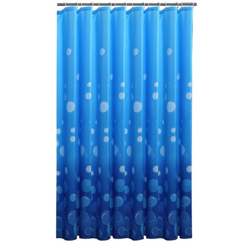 HJLIAN Rideau de douche decoratif en polyester a imprime mousse bleue avec crochets (n¡ã?1)