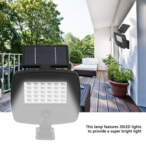 Hjlian Lampe Solaire D'exterieur A 30 Led Avec Detecteur De Mouvement Pour Garage, Jardin, Cour