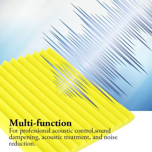 HJLIAN Panneau acoustique en mousse pour studio, installation a faire soi-meme, panneaux muraux absorbants acoustiques (jaune)
