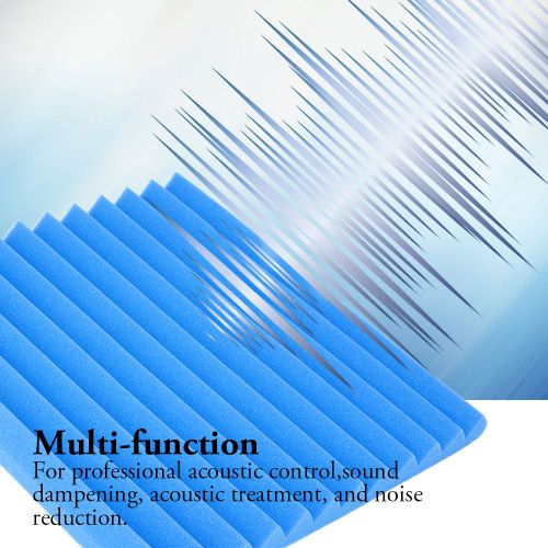 HJLIAN Panneau acoustique en mousse pour studio, installation a faire soi-meme, panneaux muraux absorbants acoustiques (bleu)