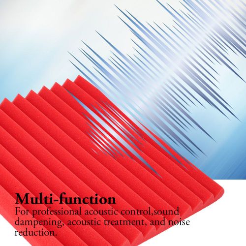 HJLIAN Panneau acoustique en mousse pour studio, installation a faire soi-meme, panneaux muraux absorbants acoustiques (rouge)