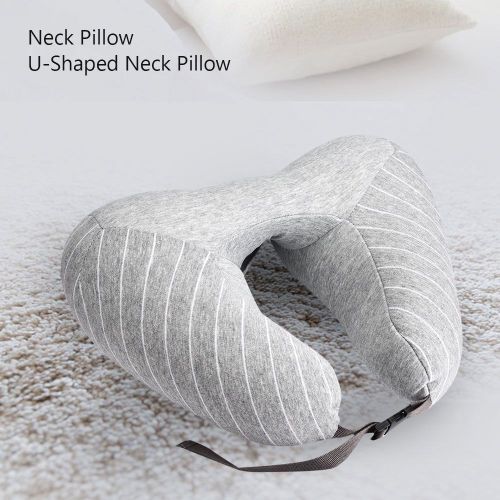 Hjlian Oreiller Cervical 2 En 1 En Forme De U Avec Masque Pour Les Yeux, Ideal Pour Les Voyages En Avion Ou En Voiture (Gris Clair) 