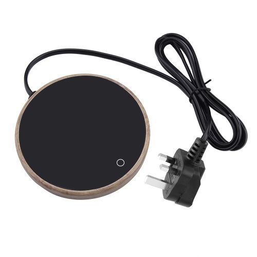 HJLIAN Chauffe-tasse electrique en bois pour bureau et maison, 220-240 V (prise britannique)
