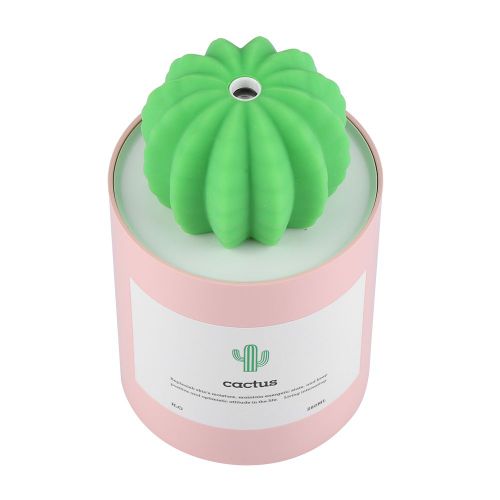 HJLIAN Mini humidificateur d'air Cactus 280 ml, diffuseur d'aromes pour maison, voiture, bureau, chargement USB (rose)