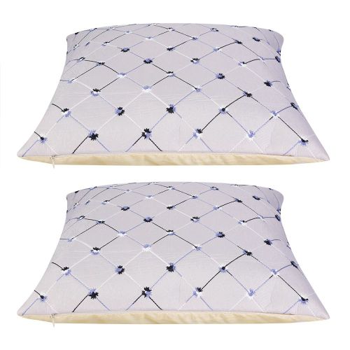 Hjlian Housse De Coussin Carree 45 X 45 Cm, Decoration De Lit, Gris Argente