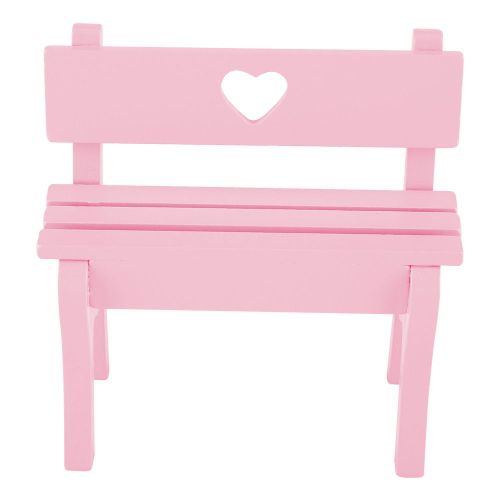HJLIAN Lot de 2 mini-bancs en bois pour decoration de maison de poupee, cadeau pour enfants (rose)