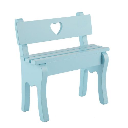 HJLIAN Lot de 2 mini bancs en bois pour decoration de maison de poupee, modele de mariage, cadeau pour enfants (bleu)