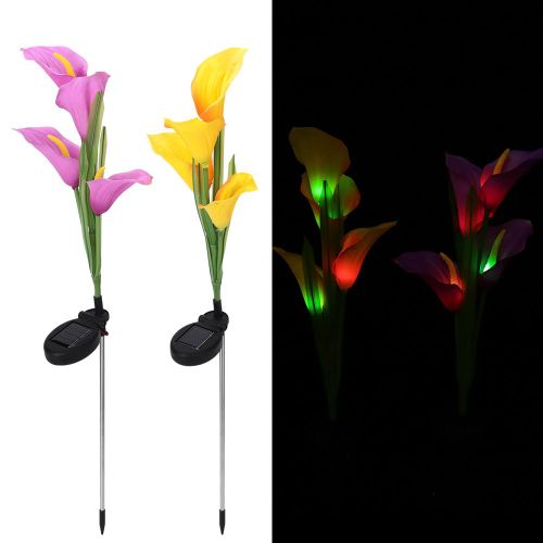 Hjlian Lampe Solaire D'exterieur A 4 Led Style Calla Pour Eclairage De Jardin