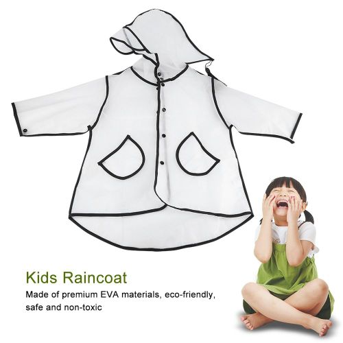 Hjlian Impermeable Mignon Pour Enfants, Filles Et Garcons, Tendance, A Capuche, Transparent, Impermeable, Taille L