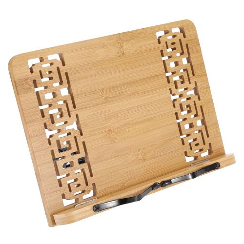 Hjlian Support De Livre Reglable En Bambou Sculpte Creux, Support De Manuel De Lecture